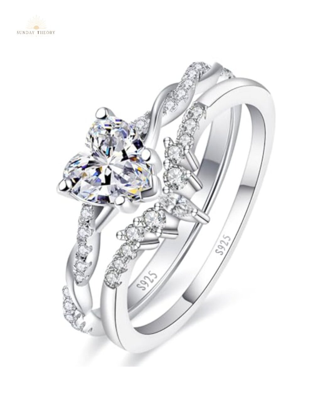 Sterling Silver 1.25ct Heart Cubic Zirconia Promise Ring Women